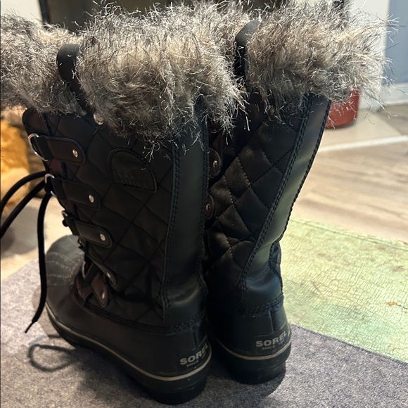 Sorel Black Faux Fur Waterproof Snow Boots Women’s Size 6 Winter Warm - Picture 4 of 6